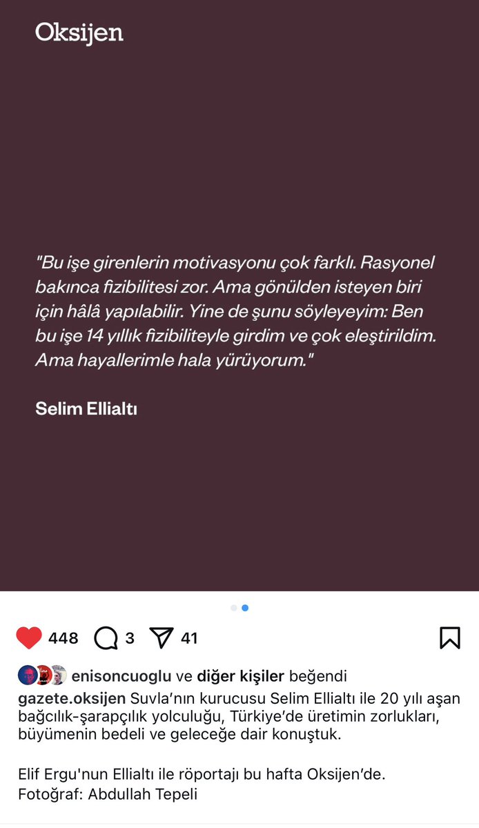 “Hala hayallerimle yürüyorum” Selim Zafer Ellialtı 
#suvlawines 
<a href="/GazeteOksijen/">Oksijen</a> <a href="/ElifErguDemiral/">Elif Ergu Demiral</a>