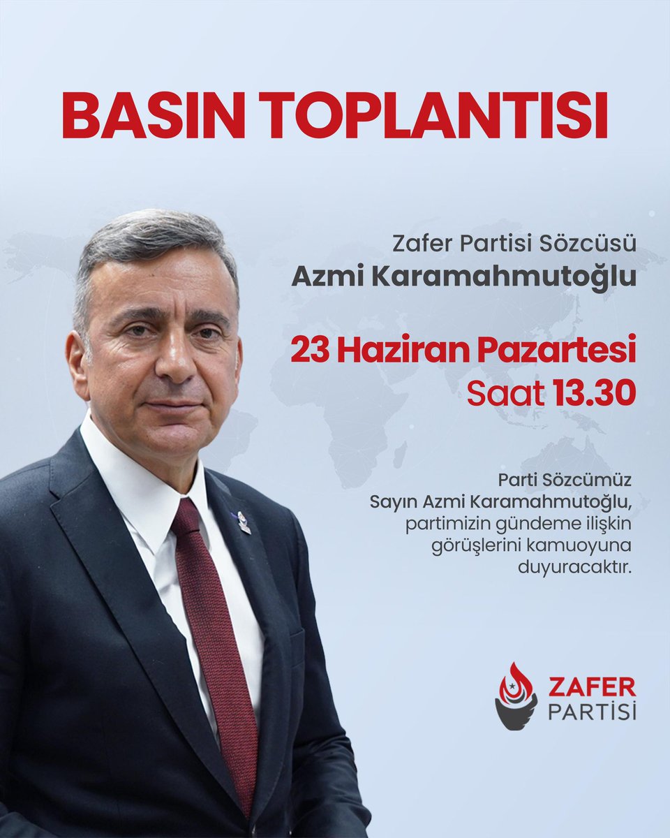 Parti Sözcümüz Sayın Azmi Karamahmutoğlu, partimizin gündeme ilişkin görüşlerini düzenlediği basın toplantısında kamuoyuna duyuracaktır.