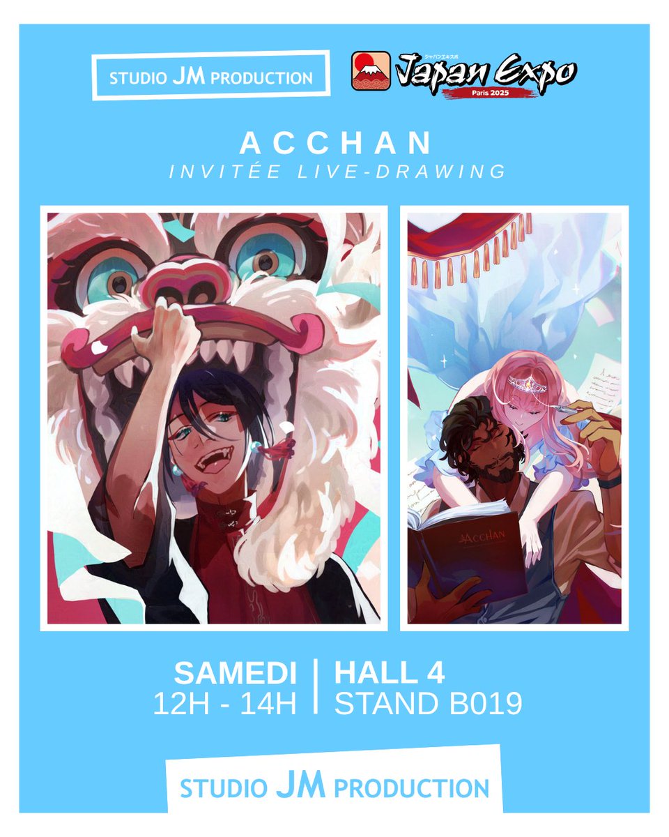 StudioJMProd's tweet image. 🌟 Nos invités à Japan Expo 2025 🌟

@Argcchan est une illustratrice passionnée par les univers fantasy et oniriques. Touche-à-tout, elle aime varier les projets et explorer différents sujets afin d’enrichir son univers !

🕘 Samedi de 12h à 14h avec @PurplexBird.