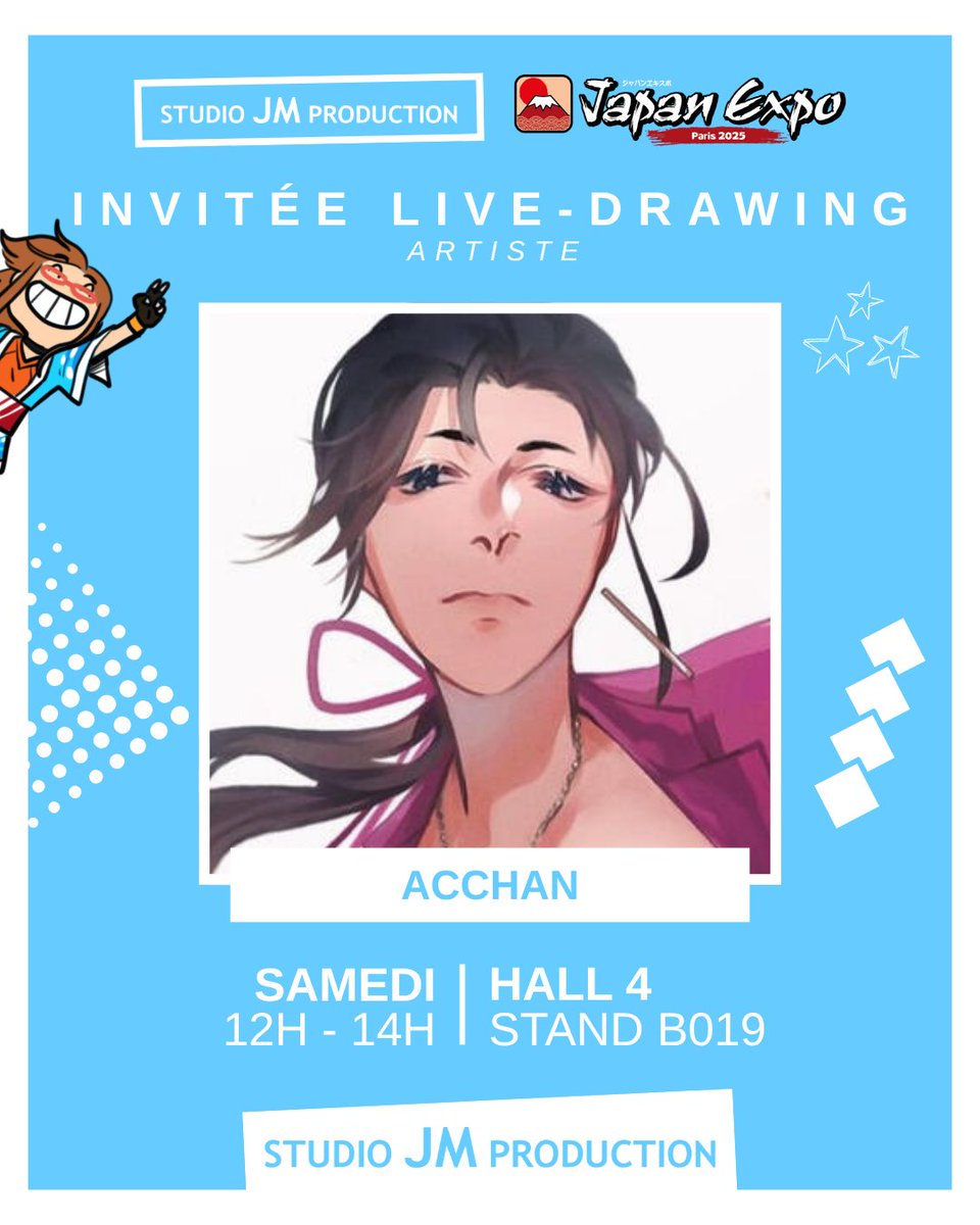 StudioJMProd's tweet image. 🌟 Nos invités à Japan Expo 2025 🌟

@Argcchan est une illustratrice passionnée par les univers fantasy et oniriques. Touche-à-tout, elle aime varier les projets et explorer différents sujets afin d’enrichir son univers !

🕘 Samedi de 12h à 14h avec @PurplexBird.