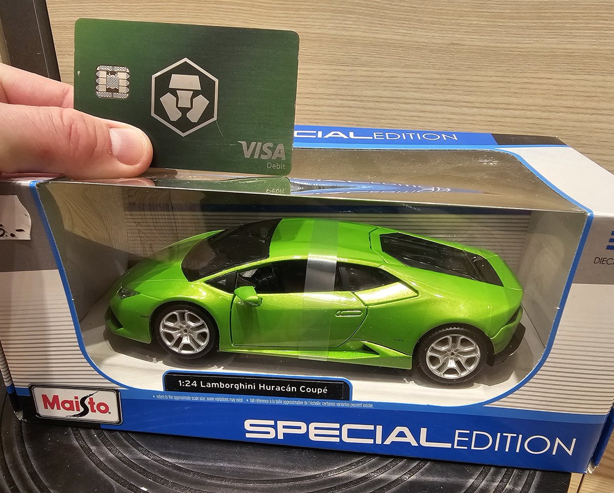 SmurfMetaX's tweet photo. Wen Lambo?
When $CRO hits that magical $2.71 mark, I'll trade in my current car for a Lambo. Until then, I'll enjoy my toy version with my @cryptocom visa debit card. Dreams do come true... someday. 🚗💳 #LamboGoals #CryptoIRL #crofam https://t.co/NyelJdMYgx