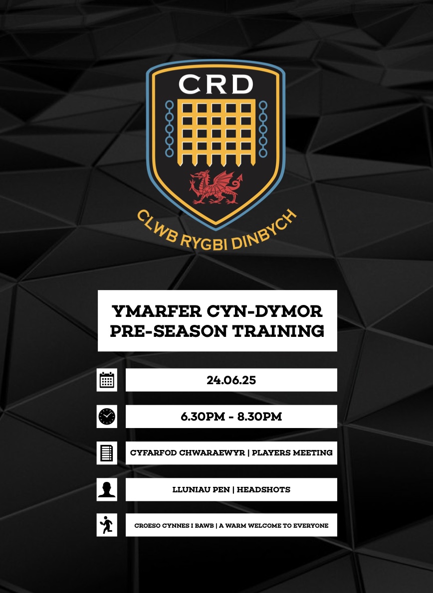 NOL ATI!! | BACK TO IT!!

YMARFER CYN-DYMOR CHWARAEWYR HYN
SENIOR PRE-SEASON TRAINING

📆 - Nos Fawrth | Tuesday evening
⏰ - 6.30pm

#CRD
