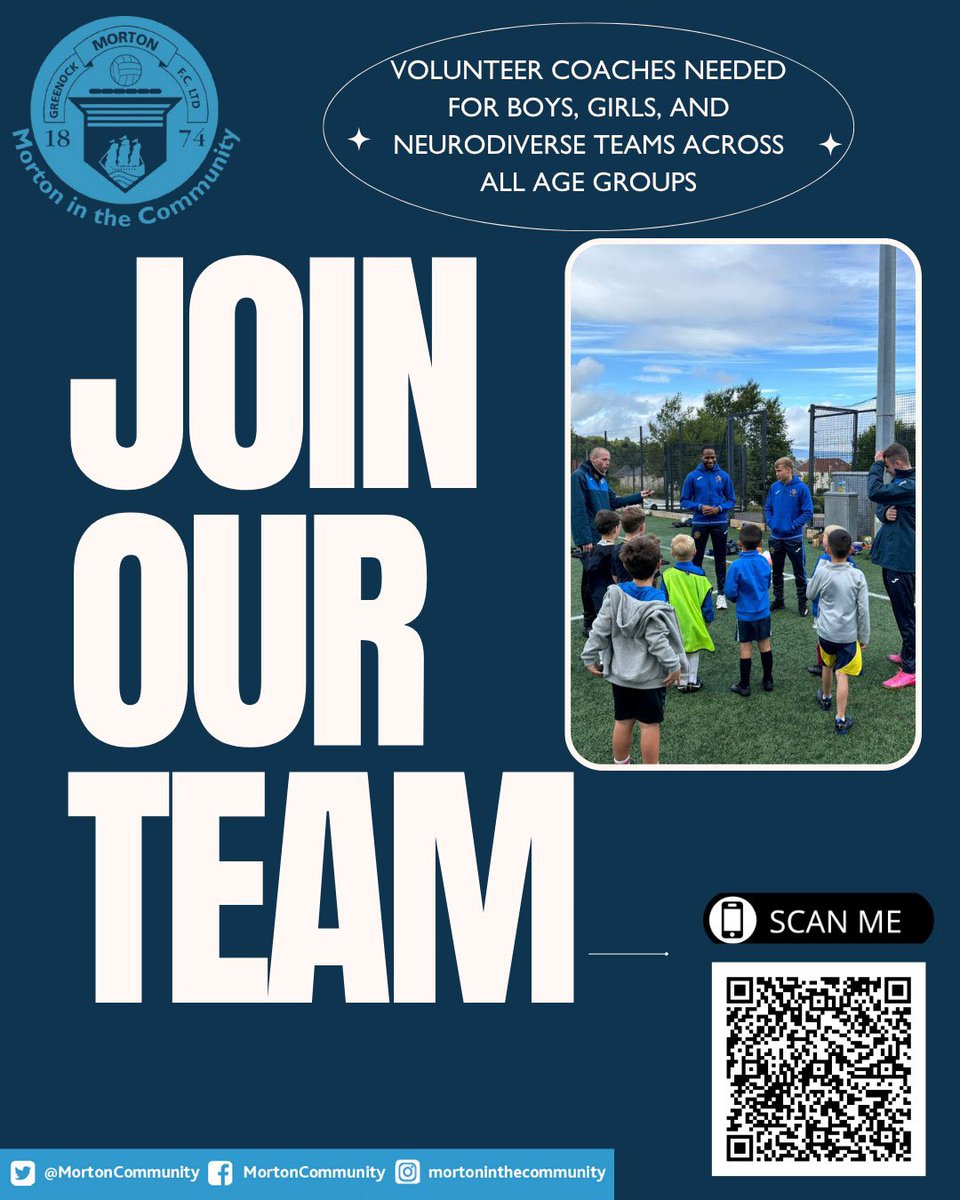MortonCommunity's tweet photo. Want to support the next generation of grassroots football? ⚽

We're looking for volunteers to help with our community teams across all age groups.

If you are interested, fill out the form here 👉 https://t.co/H7mDIZkzWp https://t.co/sgEtpMC9Ta