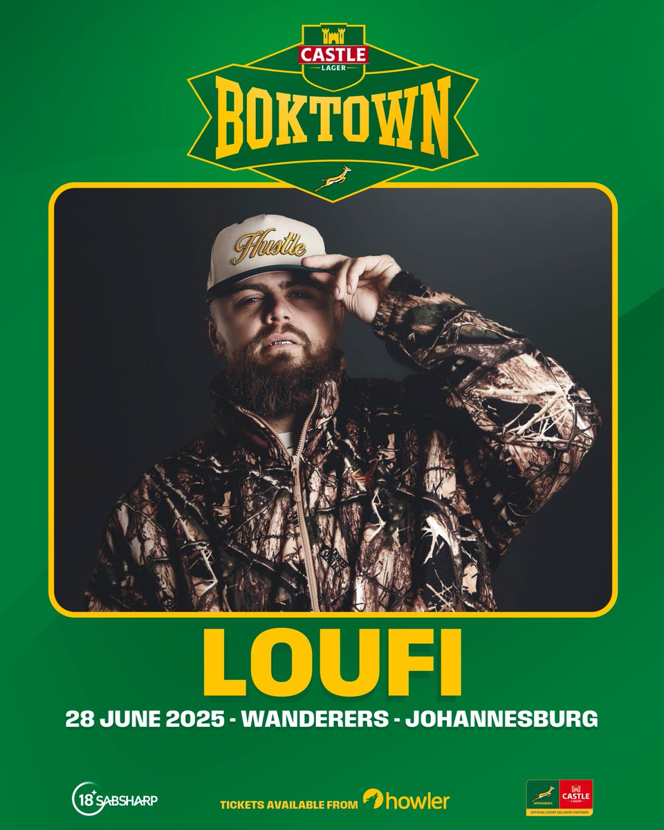 CastleBoktown's tweet image. Gees meets groove. ๐๐โ
Loufi is bringing the groove to Castle Lager Boktown at Wanderers Oval.โ
Letโs gooi it on 28 June.โ
๐ From R80: howler.events/organisers/189โฆโ
#CastleLager #CastleLagerBoktown #LoufiLive #BestSeatOutsideTheStadium #Springboks #ForeverGreenForeverGold