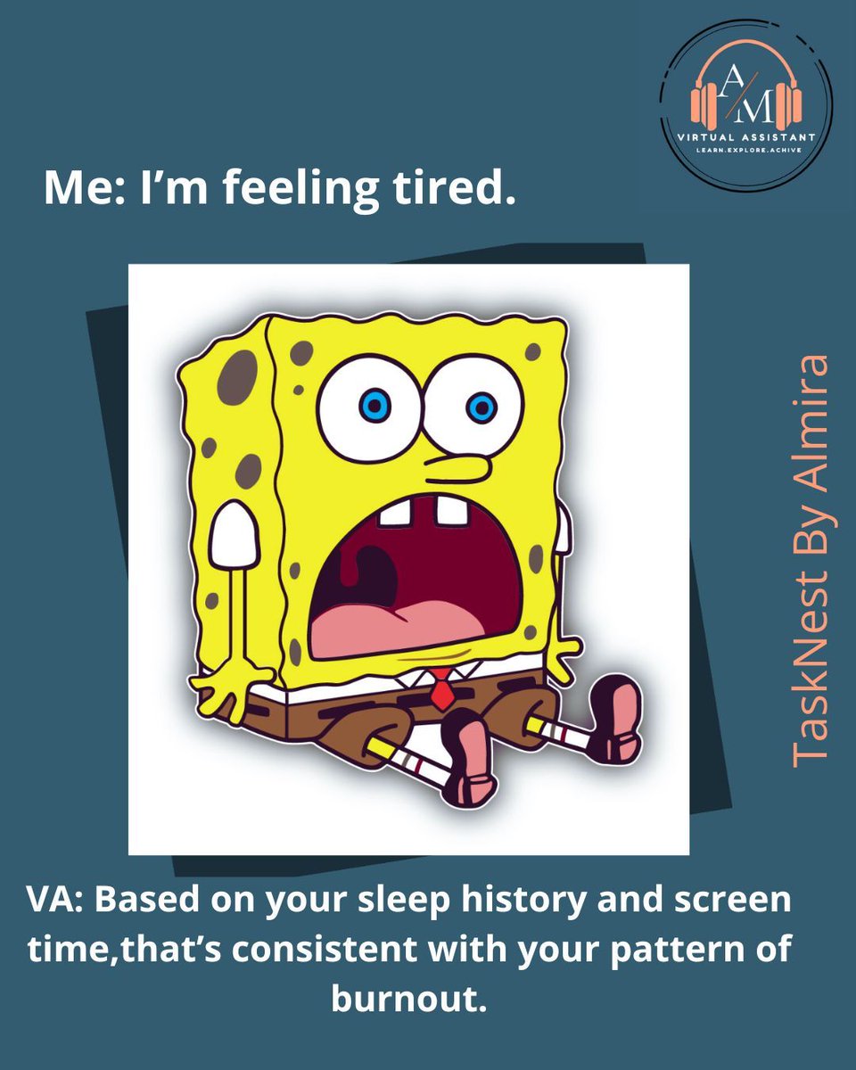 armanginon's tweet photo. Yes, I’m a Virtual Assistant.
No, I can’t virtually escape burnout. 
#TaskNestByAlmira#VirtualAssistantTips #VABusinessSupport  #RemoteBusinessSupport #SolopreneurSupport #OutsourceToGrow  #OnlineBusinessManager #ProductivityForEntrepreneurs #TimeFreedomForCEOs https://t.co/Z7SohnJCdL