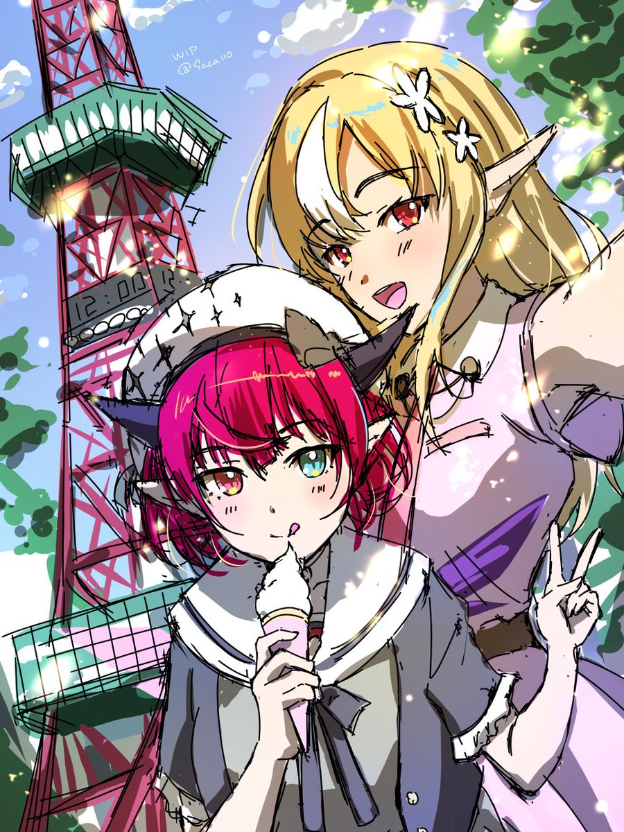 saca110's tweet image. [WIP] フレアイリス in 北海道 / Flare &amp;amp; IRyS
#しらぬえ #IRySart