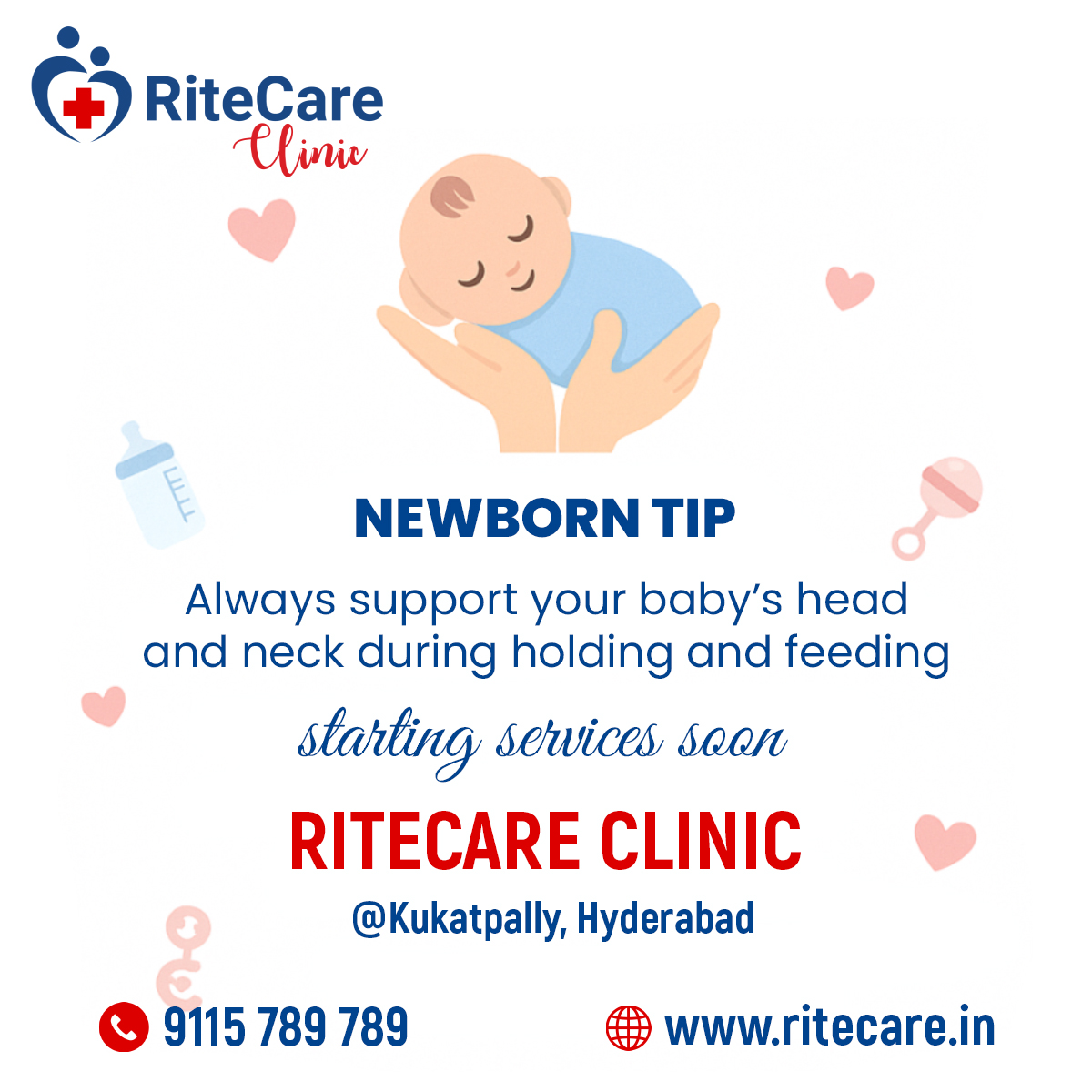 RiteCare4's tweet photo. 👶💡 Newborn Tip from RiteCare Clinic!
✨ Always support your baby’s head and neck while holding or feeding — it’s a simple gesture that builds a safer, healthier beginning.
💬 Tell us your most cherished memory with your newborn in the comments! ⬇️
#RiteCareClinic #NewbornCare https://t.co/AzfdiieFEv