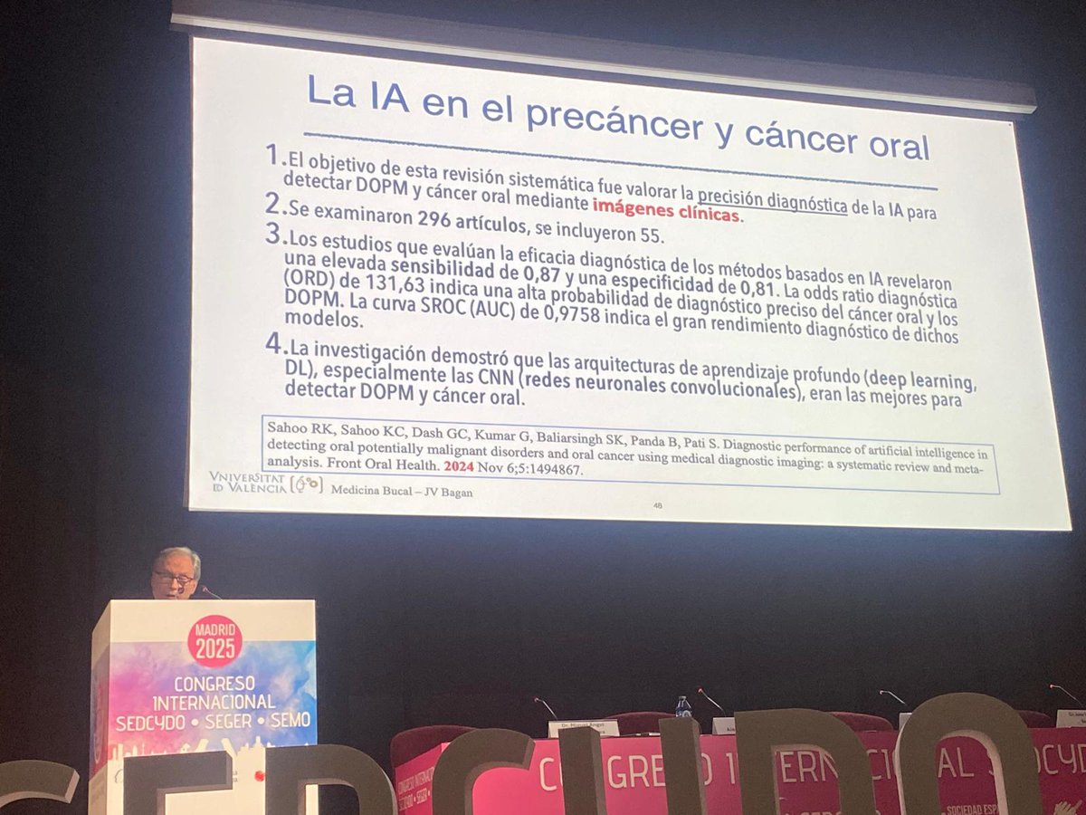 JoseVBagan's tweet photo. CONGRESO INTERNACIONAL DE LA SEDCYDO-SEGER-SEMO . CONFERENCIA DE Jose V. Bagan. Titulo: LA INTELIGENCIA ARTIFICIAL Y SU APLICACIÓN PARA EL DIAGNÓSTICO “ORIENTATIVO” DEL PRECÁNCER Y CÁNCER ORAL
Madrid 8-10 mayo 2025 https://t.co/9pwU3WOnHx