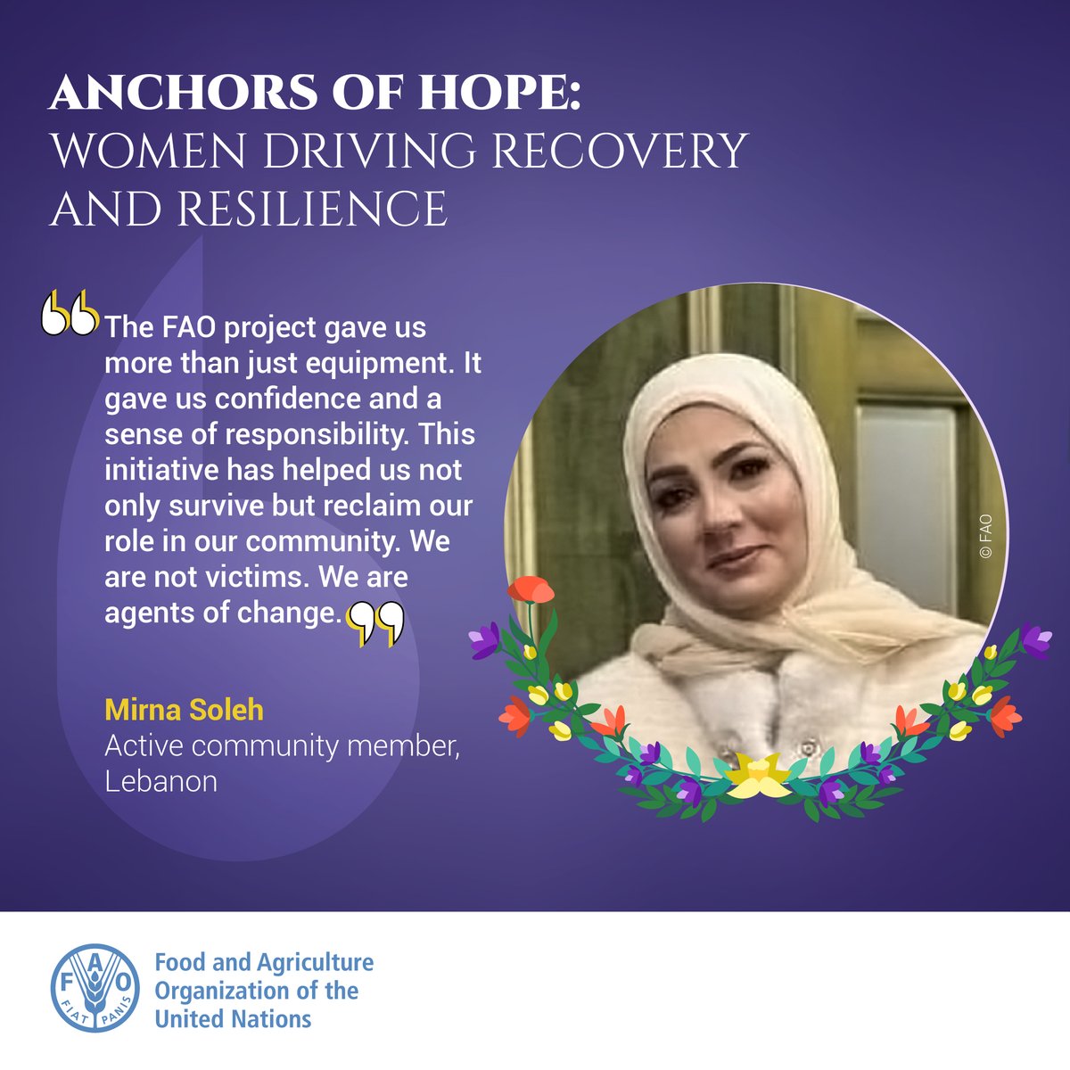 FAOinNENA_EN's tweet photo. โWe are not victims. We are agents of change.โ ๐ช
Meet Mirna from Lebanon๐ฑ๐ง, one of many inspiring women driving recovery and resilience in crisis-affected areas.
Read more๐ https://t.co/dlNEjY4VzP
#AnchorsOfHope #IYWF2026 https://t.co/7Nh3m7ue9t