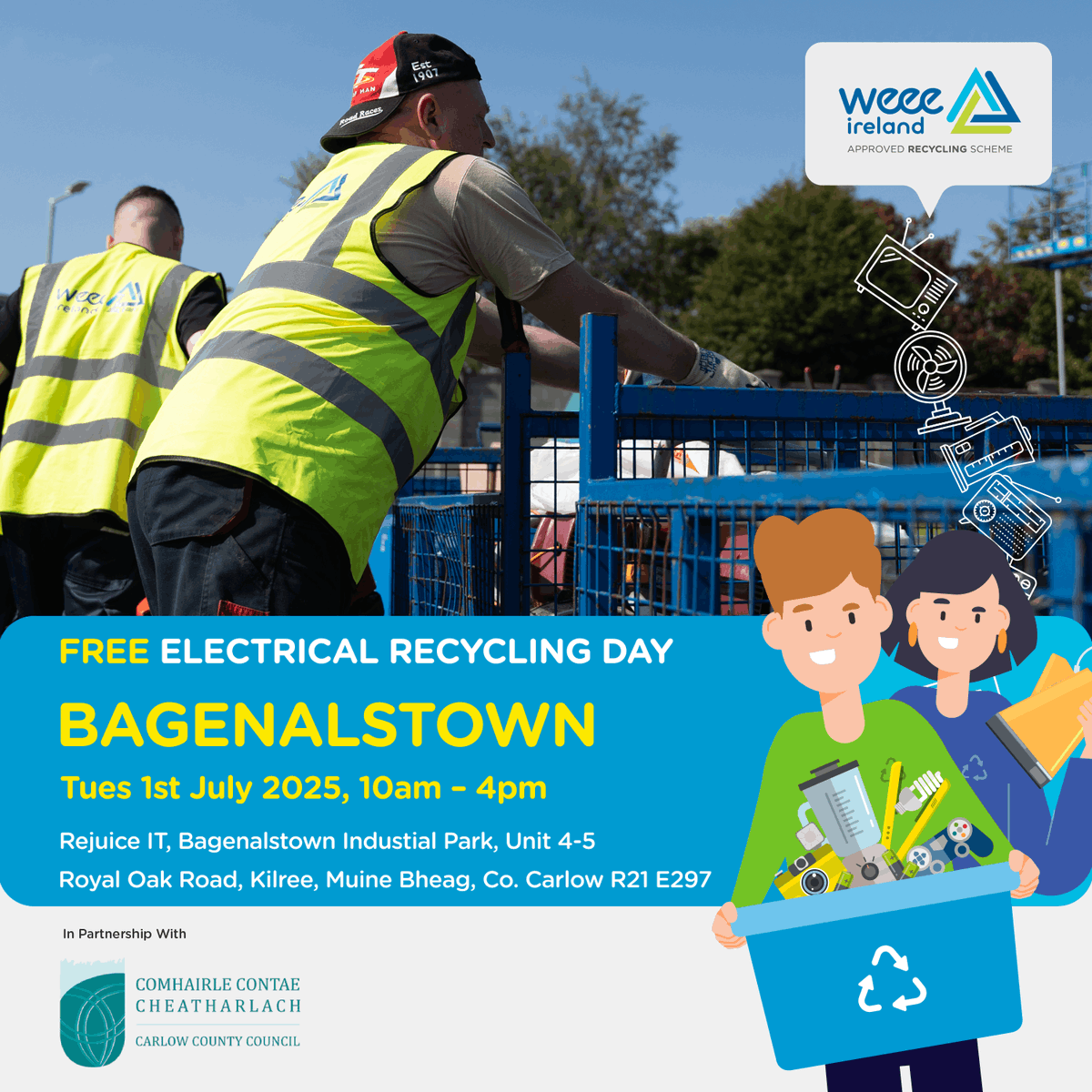 WEEE Ireland (@weeeireland) on Twitter photo Your next FREE collection for all WEEE items is in Bagenalstown, County Carlow at Rejuice IT on Tuesday, 1st July 2025 from 10am-4pm!♻️
WEEE recycle anything from your household with a plug or battery!
weeeireland.ie/household-recy…
<a href="/KMKMetals/">KMK Metals Recycling</a> <a href="/MyWasteIreland/">My Waste Ireland</a> Your next FREE collection for all WEEE items is in Bagenalstown, County Carlow at Rejuice IT on Tuesday, 1st July 2025 from 10am-4pm!♻️
WEEE recycle anything from your household with a plug or battery!
weeeireland.ie/household-recy…
<a href="/KMKMetals/">KMK Metals Recycling</a> <a href="/MyWasteIreland/">My Waste Ireland</a>