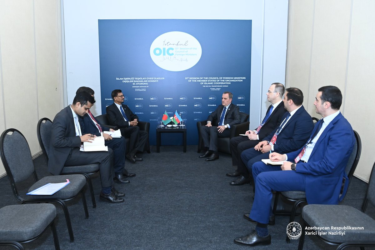 MFA Azerbaijan 🇦🇿 (@azerbaijanmfa) on Twitter photo On the margins of the 51st Session of the OIC Council of Foreign Ministers #OICCFM51 #OICIstanbul, FM <a href="/Bayramov_Jeyhun/">Jeyhun Bayramov</a> met with Bangladesh Foreign Affairs Adviser Md Touhid Hossain (<a href="/BDMOFA/">Ministry of Foreign Affairs</a>).
Ministers reviewed progress on bilateral and multilateral relations, and regional On the margins of the 51st Session of the OIC Council of Foreign Ministers #OICCFM51 #OICIstanbul, FM <a href="/Bayramov_Jeyhun/">Jeyhun Bayramov</a> met with Bangladesh Foreign Affairs Adviser Md Touhid Hossain (<a href="/BDMOFA/">Ministry of Foreign Affairs</a>).
Ministers reviewed progress on bilateral and multilateral relations, and regional
