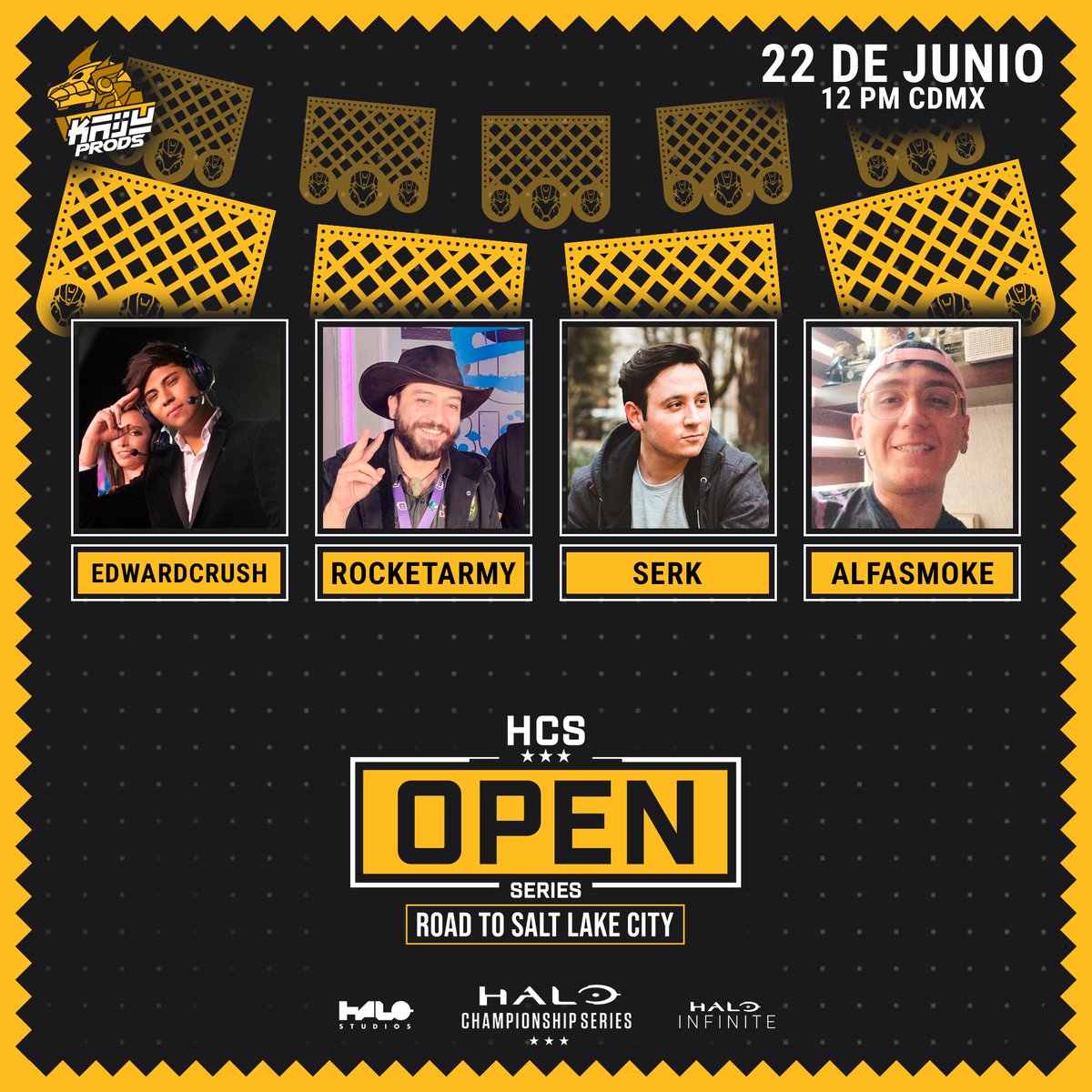 Kaiju Prods 🦖 (@kaijuprods) on Twitter photo 🎙️ El equipo de cast oficial para la transmisión en español está listo para llevarte toda la emoción de la <a href="/HCS/">Halo Esports</a>:
<a href="/SerkGmz/">Serk</a>
<a href="/AlfaSmoke/">Diego</a>
<a href="/RocketRamy/">Mapache Emplumado</a>
<a href="/Edward_crush/">⚡️Edward crush⚡️</a>
¡No te pierdas ni un segundo del competitivo!
#BeAnApex 🦖 🎙️ El equipo de cast oficial para la transmisión en español está listo para llevarte toda la emoción de la <a href="/HCS/">Halo Esports</a>:
<a href="/SerkGmz/">Serk</a>
<a href="/AlfaSmoke/">Diego</a>
<a href="/RocketRamy/">Mapache Emplumado</a>
<a href="/Edward_crush/">⚡️Edward crush⚡️</a>
¡No te pierdas ni un segundo del competitivo!
#BeAnApex 🦖
