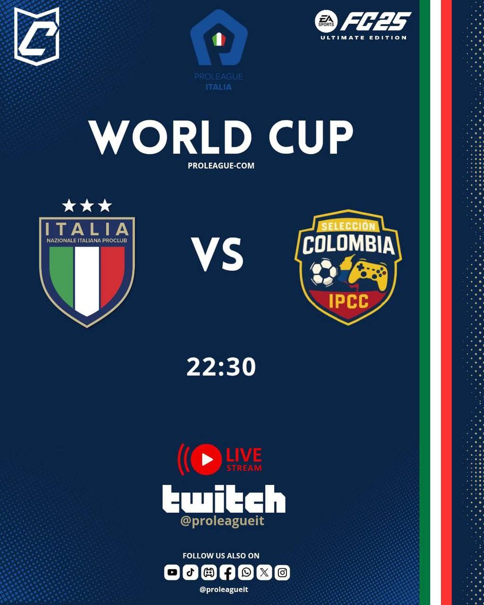 🇮🇹 L'Italia è pronta a scrivere la storia!
Domenica ore 22:30 il debutto ai Mondiali di Clubs #FC25 contro la Colombia 🇨🇴
💥 Non mancare: supporta gli Azzurri nel cammino mondiale!

@easportsitalia non succede ma se succede...
#ClubsWorldCup #ItaliaFC25 #EAFC