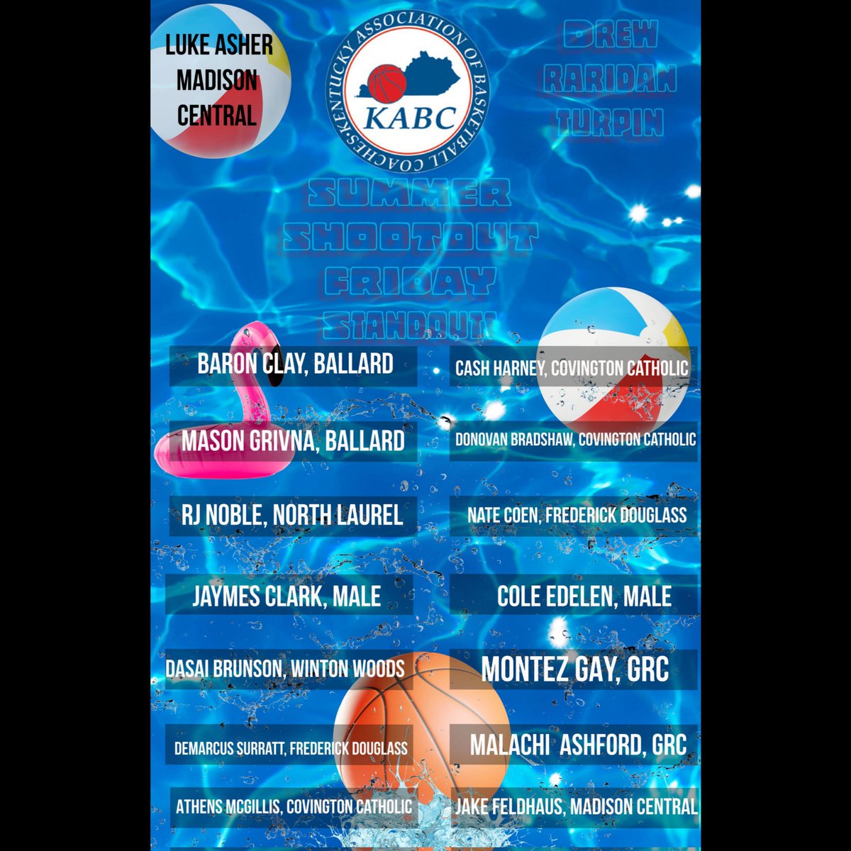 Nations Elite (@nationselite1) on Twitter photo <a href="/kabcshootout/">KABC Bluegrass Shootout</a> Friday Standouts
<a href="/LukeAsher23/">Luke Asher</a>, <a href="/MCHS_Hoops/">Madison Central Basketball</a>
Drew Rardin, <a href="/GoTurpinMBB/">Turpin Basketball</a>
<a href="/BaronClay12/">Baron Clay</a>, Ballard
<a href="/HarneyCash/">Cash Harney c/o 2026✞</a>, <a href="/CovCathHoops/">Cov Cath Hoops</a>
Mason Grivna, Ballard
<a href="/RJ56346532/">R.J. Noble</a>, <a href="/NorthLaurelBB/">North Laurel Boys Basketball</a>
<a href="/yaboijaymes/">Jaymes Clark</a>, <a href="/MaleHighBBall/">Louisville Male Basketball</a>
<a href="/Dasaibronson26/">Dasai Bronson</a>, Winton Woods
<a href="/dsurratt3/">DeMarcus Surratt</a>, <a href="/FDBoysHoops/">Frederick Douglass Boys Basketball</a> <a href="/kabcshootout/">KABC Bluegrass Shootout</a> Friday Standouts
<a href="/LukeAsher23/">Luke Asher</a>, <a href="/MCHS_Hoops/">Madison Central Basketball</a>
Drew Rardin, <a href="/GoTurpinMBB/">Turpin Basketball</a>
<a href="/BaronClay12/">Baron Clay</a>, Ballard
<a href="/HarneyCash/">Cash Harney c/o 2026✞</a>, <a href="/CovCathHoops/">Cov Cath Hoops</a>
Mason Grivna, Ballard
<a href="/RJ56346532/">R.J. Noble</a>, <a href="/NorthLaurelBB/">North Laurel Boys Basketball</a>
<a href="/yaboijaymes/">Jaymes Clark</a>, <a href="/MaleHighBBall/">Louisville Male Basketball</a>
<a href="/Dasaibronson26/">Dasai Bronson</a>, Winton Woods
<a href="/dsurratt3/">DeMarcus Surratt</a>, <a href="/FDBoysHoops/">Frederick Douglass Boys Basketball</a>