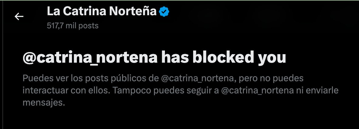 El nazi y amante de terroristas <a href="/catrina_nortena/">La Catrina Norteña</a> <a href="/NortenaCatrina/">La Catrina</a> eliminó uno de sus tantos tuits mentirosos, y me bloqueó, pero olvidó pedir disculpas a sus 330k seguidores por mentirles descaradamente.