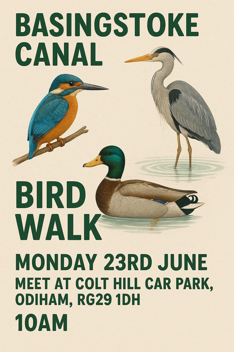 The Basingstoke Canal Society (@basingstokecs) on Twitter photo 🌱 #NatureWeek starts Mon 23 June!
Join <a href="/TheBCATeam/">Basingstoke Canal</a> celebrating the incredible wildlife along the #BasingstokeCanal, spot wildlife and share your sightings via basingstokecanalnature@gmail.com
First event:
Bird Walk - Mon 23 June 10am
Meet at Colt Hill car park, Odiham. RG29 1DH 🌱 #NatureWeek starts Mon 23 June!
Join <a href="/TheBCATeam/">Basingstoke Canal</a> celebrating the incredible wildlife along the #BasingstokeCanal, spot wildlife and share your sightings via basingstokecanalnature@gmail.com
First event:
Bird Walk - Mon 23 June 10am
Meet at Colt Hill car park, Odiham. RG29 1DH