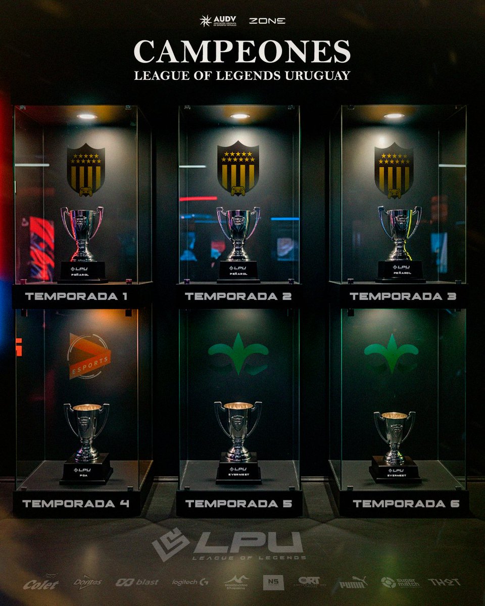 La Histoira del League of Legends en Uruguay la escriben los campeones! 🇺🇾 🏆

Se viene la #LPU Temporada 7 y repasamos los equipos que se coronaron campeón a lo largo de las primeras 6 temporadas

Tendremos nuevo campeón???