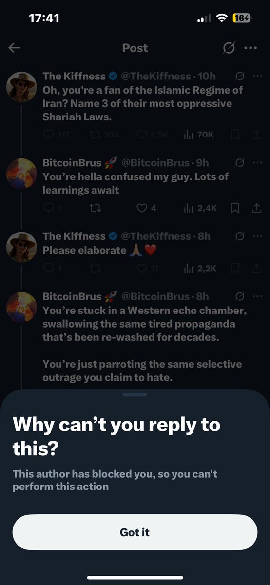 BitcoinBrus's tweet image. Lol. Thanks for confirming your L @TheKiffness 
You pretend to encourage open debate and discussion, but you’re just a pussy.