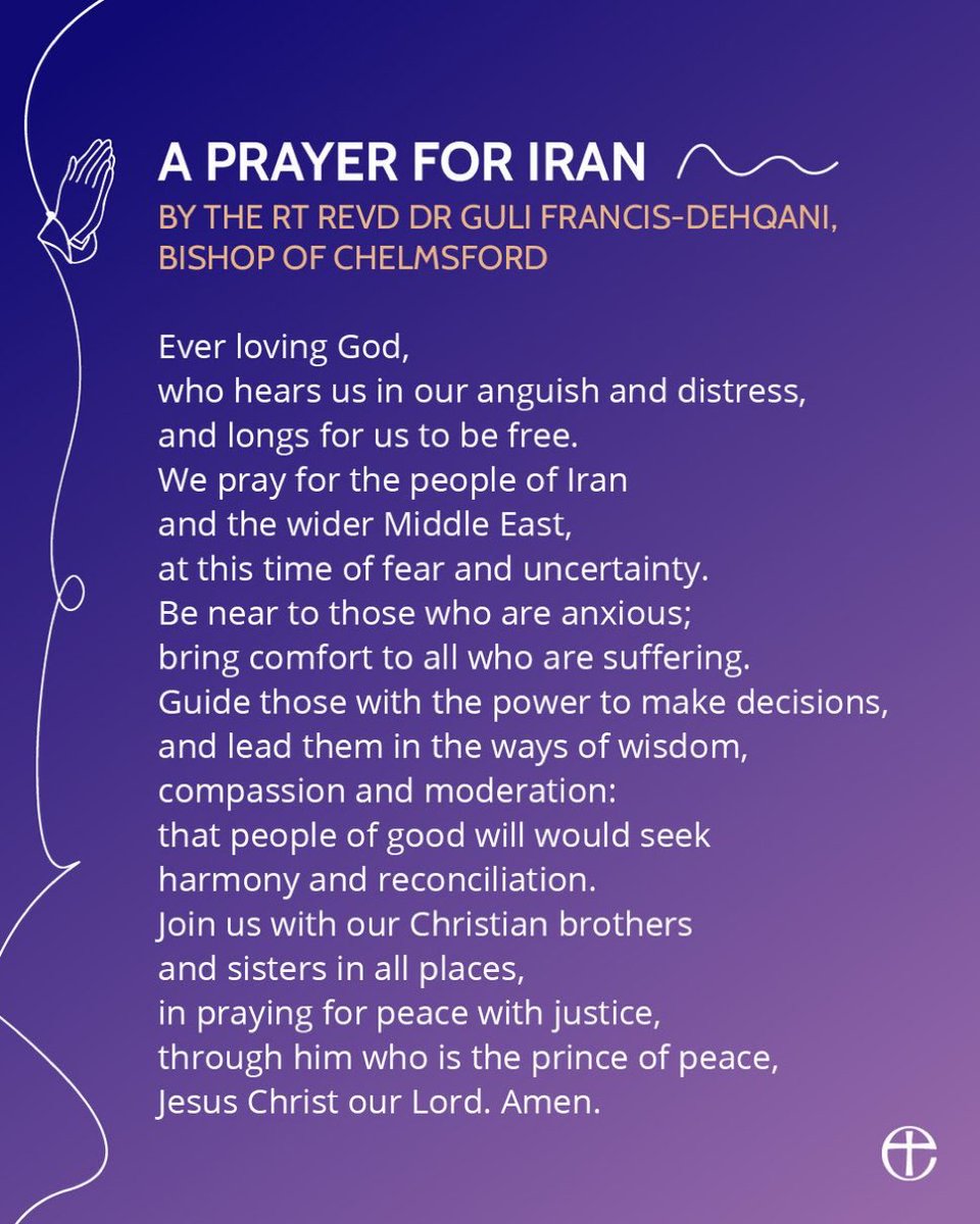 A prayer for the people of Iran and the whole region, including Israel, Gaza and the West Bank - the innocent who will suffer in this conflict.