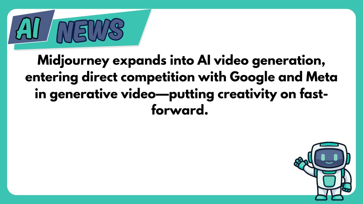 DailyBrainlift's tweet image. 🎥 Midjourney launches its first AI video model, going head-to-head with Google &amp;amp; Meta in the generative video space.
 Next stop: Hollywood?
#AI #Midjourney #GenVideo
 🔗 ainewsroundup.com