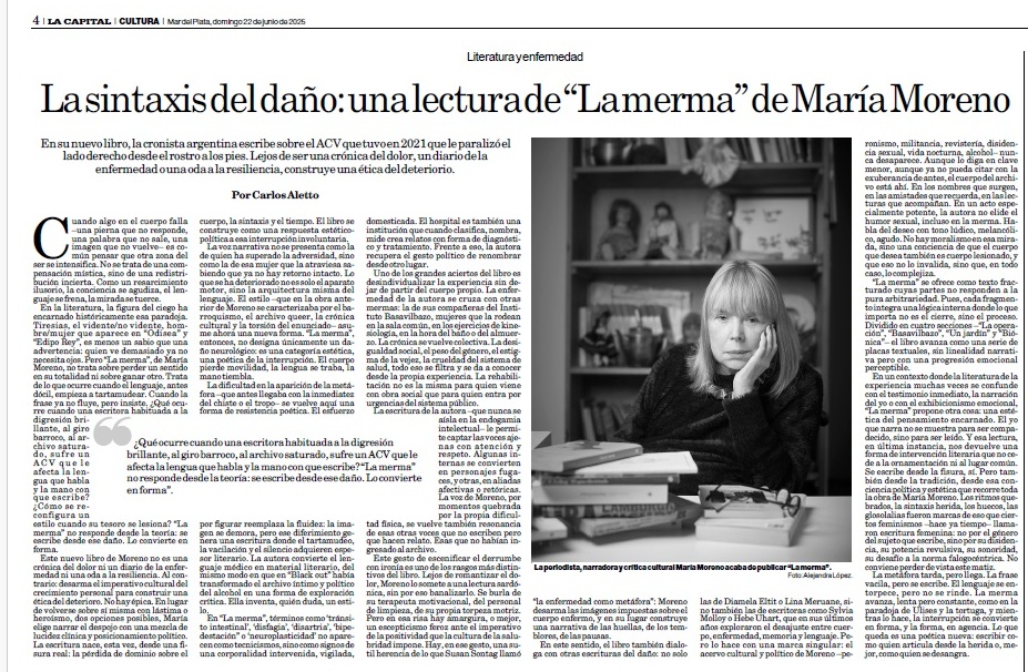 carlosaletto's tweet image. La sintaxis del daño: una lectura de “La merma” de María Moreno
por Carlos Aletto
lacapitalmdp.com/la-sintaxis-de…
@VeroBarrueco @penguinlibrosar
