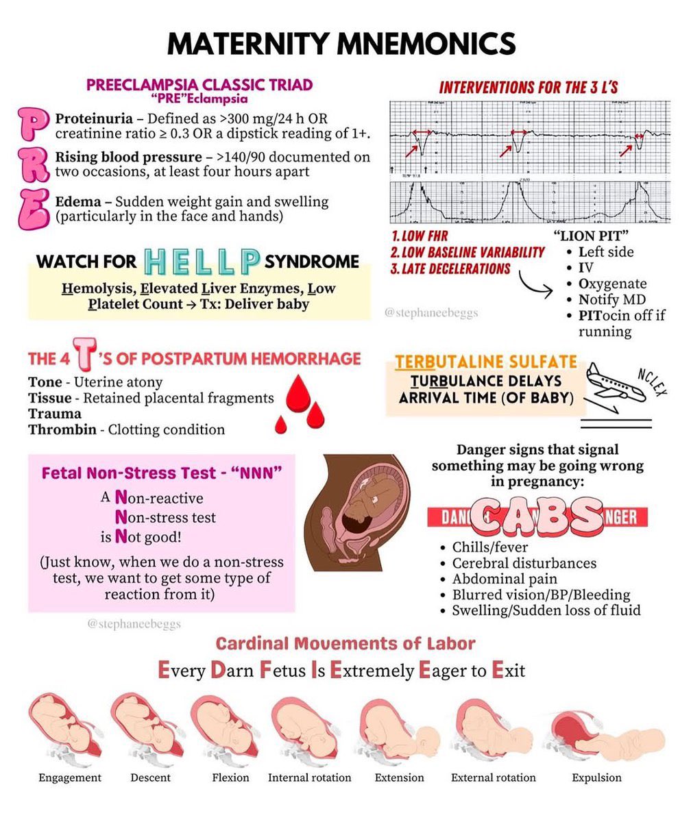 DrMedica_13's tweet photo. Maternity Mnemonics🤰 

🍃🍃🍃 https://t.co/XmVZv96rii