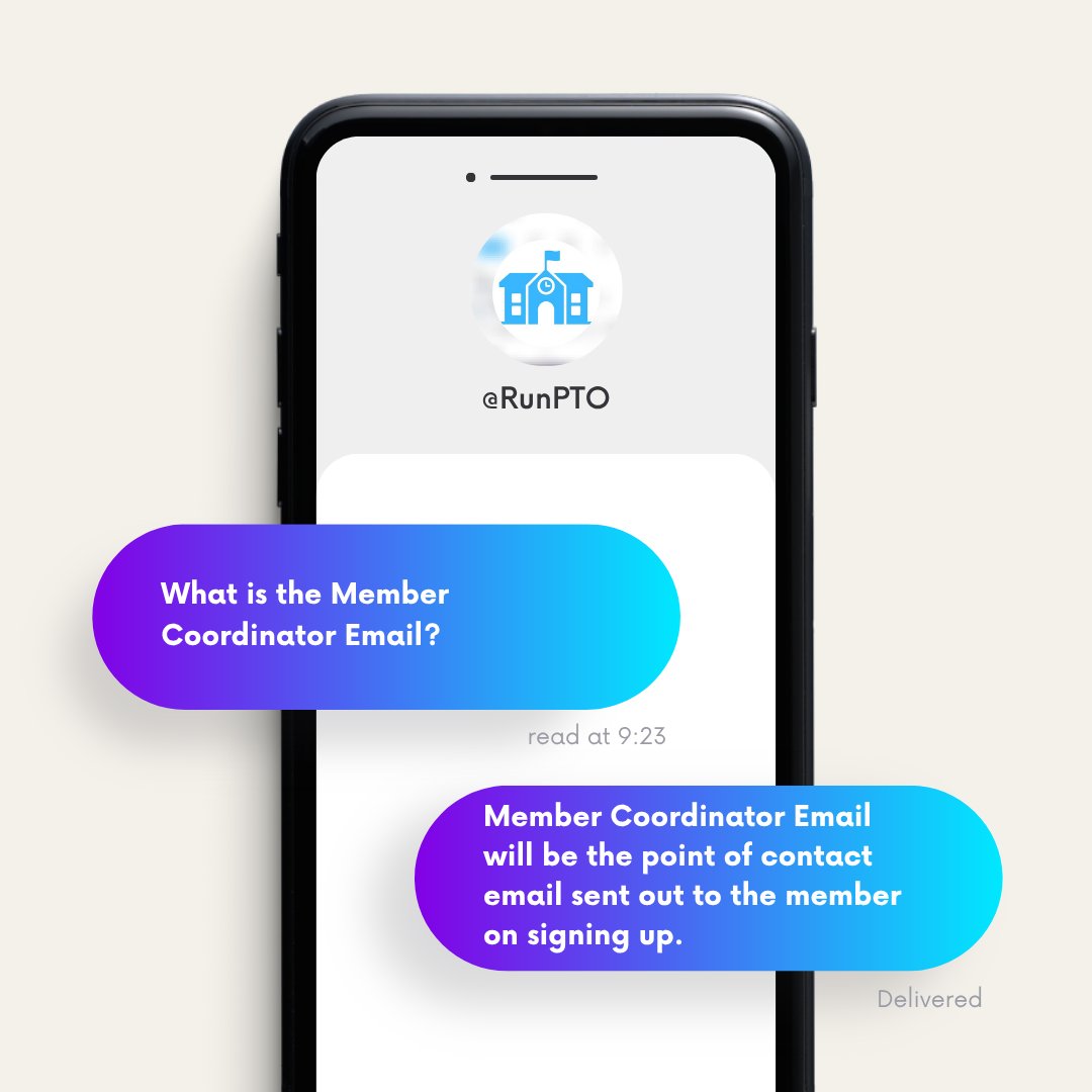 runpto's tweet image. What’s the Member Coordinator Email in RunPTO? It’s the contact email members receive communication from when they sign up. Make sure it’s accurate and actively monitored! 
 
#RunPTO #PTASoftware #MemberSupport #SchoolCommunication #EdTechTips #SmartSchoolTools