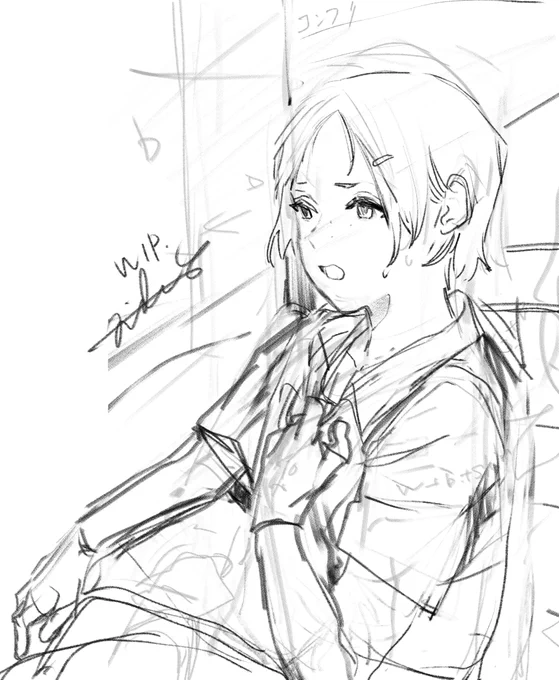 珍しい夏っぽい絵と色を描きたいとおもったので かいてます、多分コンプレックスとか中年になりつつあるからどうでもよくなってきてるんだろうなと思ってます 