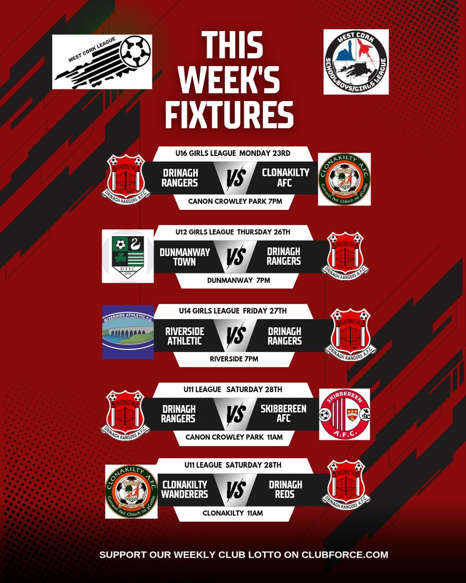 ⚽️ Fixtures for the week ahead ⚽️