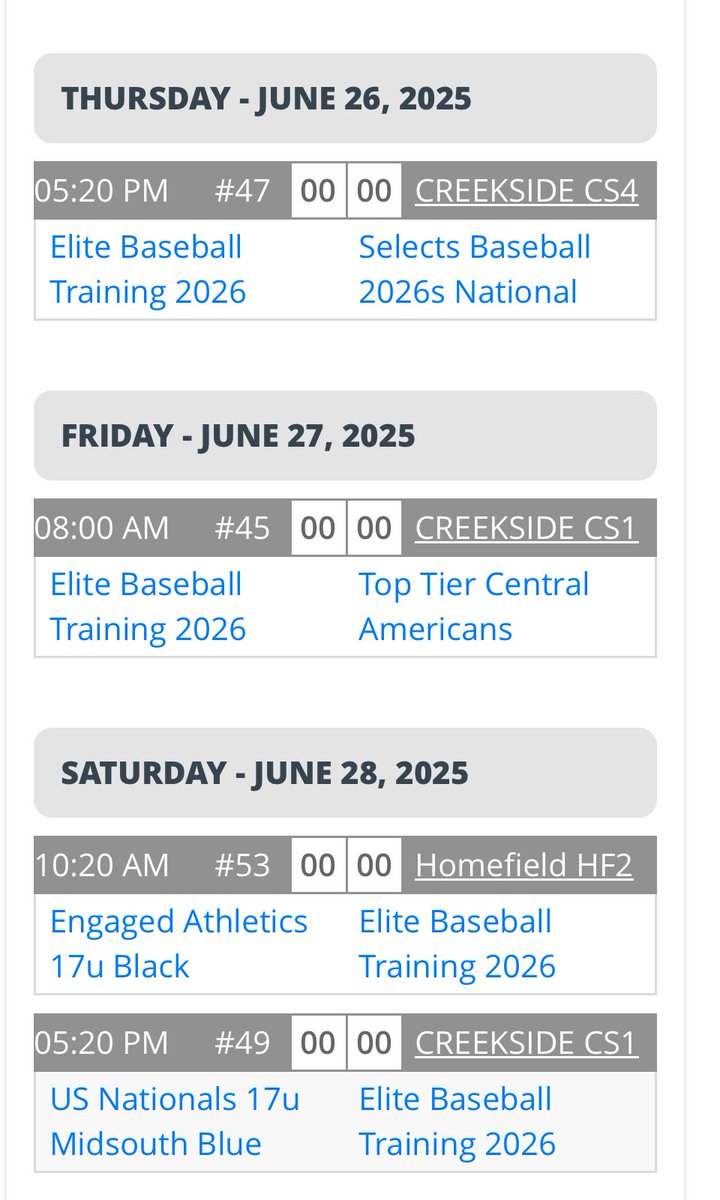 JoeySacchetti11's tweet image. Summer season is off and rolling. The first two tournaments are done and here are my stats:

18 AB, .500 AVG, .667 OBP, 1.167 OPS, .500 SLG, 9 Hits, 4 RBI, 13 Runs, 7 BB, 1 SO, 0 KL, 7 SB 100%

Excited for the upcoming tournament in Kansas City, Super 17! Here’s my schedule down…