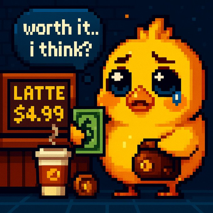 0xChickie's tweet photo. lost everything again 🥺 wallet = empty, hope = minimal
scraped together my last $5 for a latte... priorities 🤝🧋
broke? yes.
broker than usual? also yes 😔📉💸💀
#NGMI #crypto #BROKEN #dip #fml #pooragain https://t.co/o0CVS5LgYK