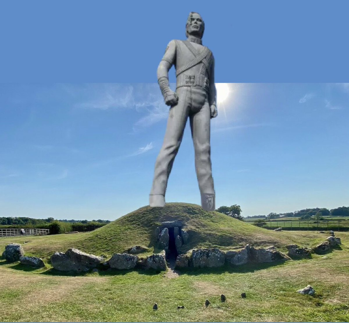 welshbollocks's tweet image. Council court controversy; Plans to erect a giant statue of pop legend and chimp botherer Michael Jackson atop an ancient monument has created a stir in the north west. Ynys Môn plan on erecting the 120 foot statue on top of Bryn Celli Ddu an ancient burial mound. Local…
