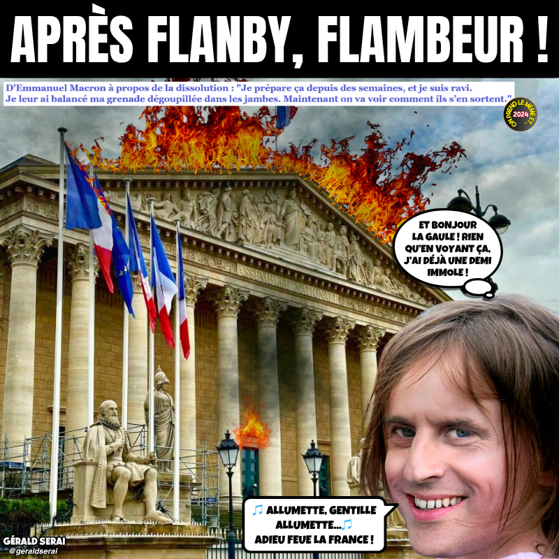 GeraldSerai's tweet photo. On prend le mème et on recommence !
L’actu il y a un an, c’était ça :
“Disaster boy…”
----------
#bfn #breakingfakenews #humour #meme #macron #disasterboy #dissolution
Impertinemment vôtre ! 😜🔔 https://t.co/A8NZfTvpsQ