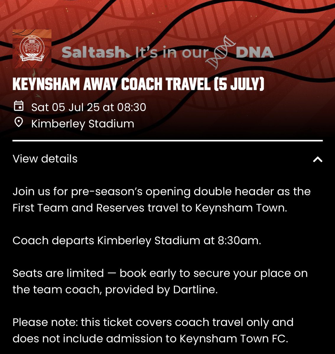 Book your seat to Keynsham 🚌 — and while you’re there, check out our Season Tickets &amp; Memberships for 25/26.

🔗 saltash.short.gy/fUVqYL