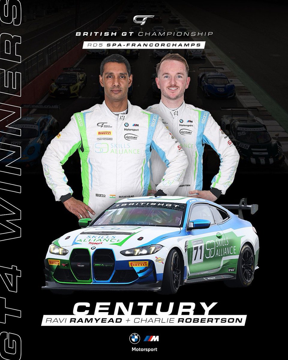 Century goes back-to-back at Spa 🇧🇪

Ravi Ramyead and Charlie Robertson overcame two penalties to snatch GT4 victory and trim the championship gap.

The result comes a season on from Century’s success at Spa with Ian Gough and Tom Wrigley.