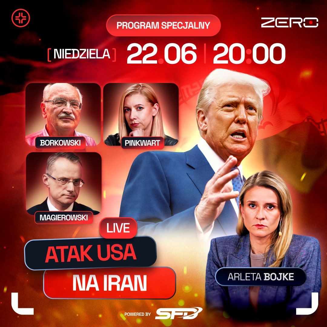 OficjalneZero (@oficjalnezero) on Twitter photo ❗️Przypominamy! ❗️
Już o 20:00 początek programu specjalnego, który poprowadzi dla Was <a href="/abojke/">Arleta Bojke</a>, a gośćmi będą: ⤵️
• <a href="/jpinkwart/">Joanna Pinkwart</a> - dziennikarka
• <a href="/mmagierowski/">Marek Magierowski</a> - były ambasador w USA i Izraelu
• Mariusz Borkowski - ekspert od Bliskiego Wschodu ❗️Przypominamy! ❗️
Już o 20:00 początek programu specjalnego, który poprowadzi dla Was <a href="/abojke/">Arleta Bojke</a>, a gośćmi będą: ⤵️
• <a href="/jpinkwart/">Joanna Pinkwart</a> - dziennikarka
• <a href="/mmagierowski/">Marek Magierowski</a> - były ambasador w USA i Izraelu
• Mariusz Borkowski - ekspert od Bliskiego Wschodu