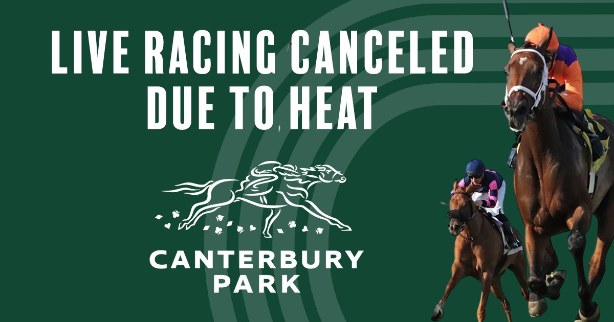 Kevin Gorg (@gorgamatic21) on Twitter photo Sad to report that the weather once again will force us to postpone all the fun <a href="/CanterburyPark/">Canterbury Park</a>
Racing returns this Wednesday at 5pm 🎺
Stakes action moved to next Saturday at 5pm and next Sunday at 1pm
Details and deals found at canterburypark.com 🏇 Sad to report that the weather once again will force us to postpone all the fun <a href="/CanterburyPark/">Canterbury Park</a>
Racing returns this Wednesday at 5pm 🎺
Stakes action moved to next Saturday at 5pm and next Sunday at 1pm
Details and deals found at canterburypark.com 🏇
