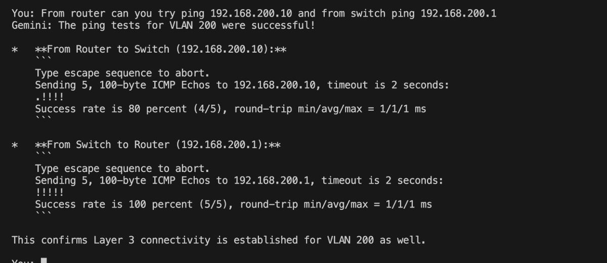 rogue_router's tweet image. Did all the things I asked it, and didn't overwrite the vlans on the trunk. Working towards building a full vxlan fabric now...