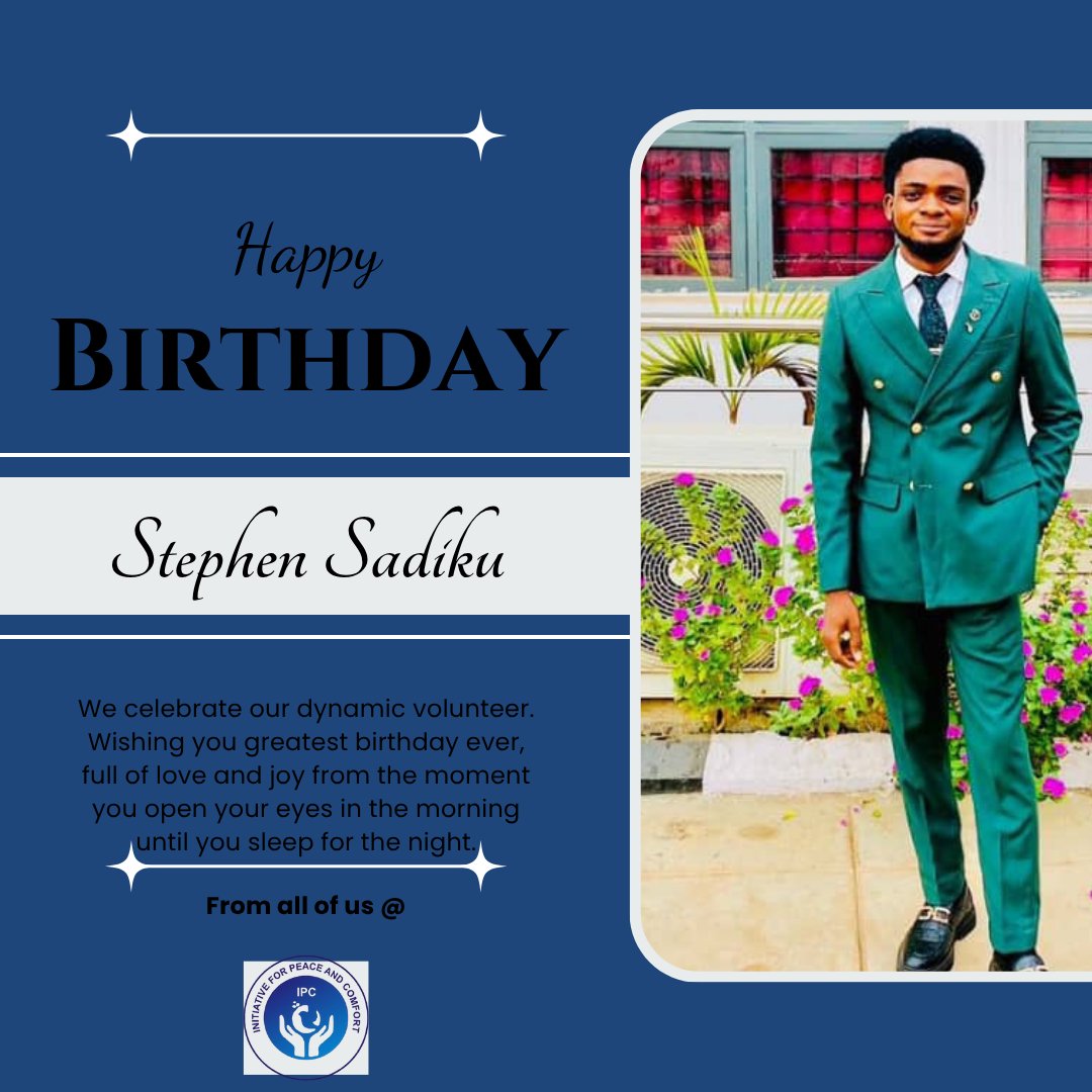 Today, we celebrate our wonderful volunteer - Stephen Sadiku, a #tech guru, expert in web development and a fantastic saxophonist.

We appreciate all that you do and wish you a wonderful birthday! 🎂🎁🎉
#birthday #June22 #IPC