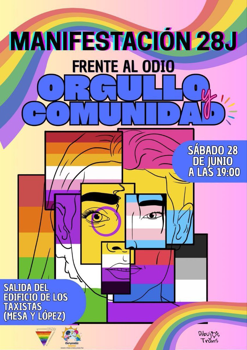 AnticapiCanaria's tweet image. Sábado 28-J: Salimos a la calle en Canarias a reivindicar derechos LGTBIQA+ y enfrentar la ofensiva reaccionaria. Manifestación en S/C de Tenerife desde pl. Weyler a las 18:00 h y en Las Palmas de GC desde c/ Mesa y López, (salida Edificio Taxistas), a las 19:00 h.
@anticapi_