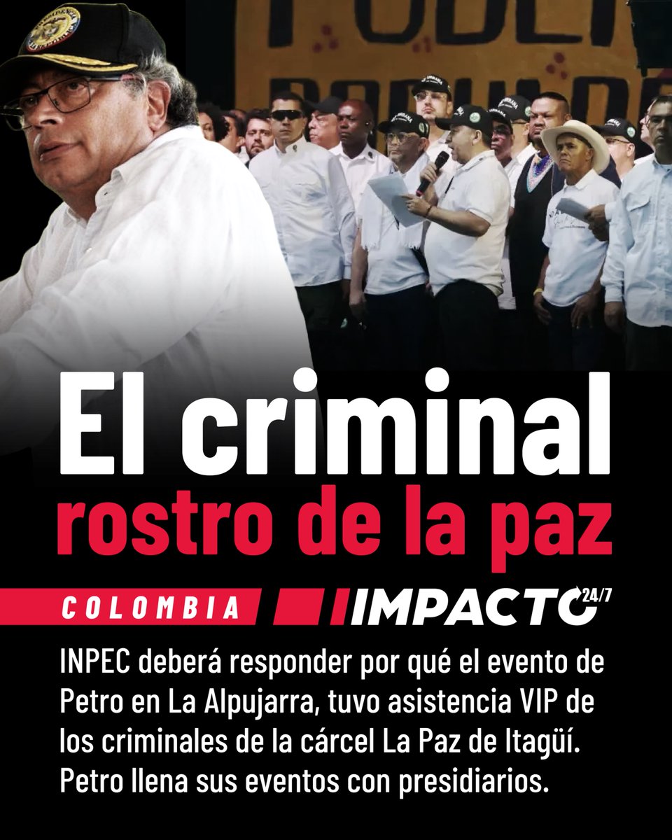 🚨🇨🇴 GOBIERNO DE CRIMINALES | El INPEC deberá responder por qué al evento de Petro en La Alpujarra - Medellín, asistieron criminales de la cárcel La Paz de Itagüí. Refrigerios, pagos en efectivo, buses, sicarios digitales y hasta boletería VIP para narcos asesinos en sus eventos.