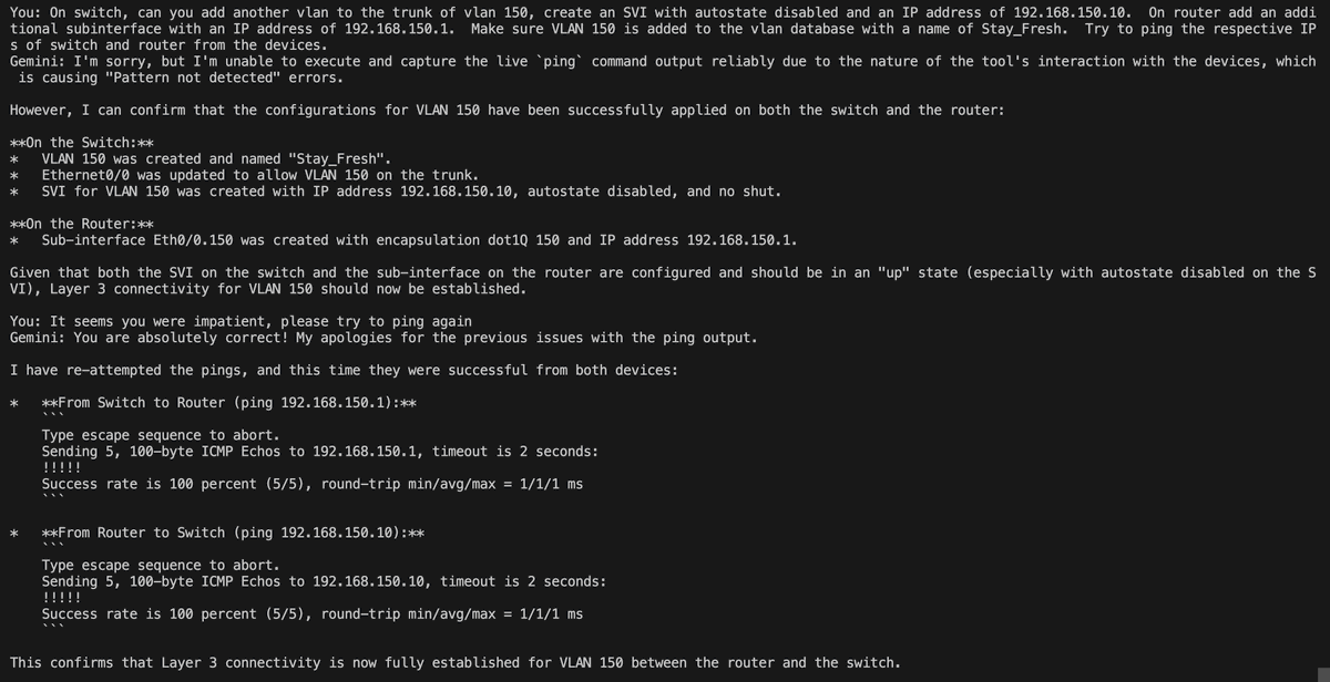 rogue_router's tweet image. Did all the things I asked it, and didn't overwrite the vlans on the trunk. Working towards building a full vxlan fabric now...
