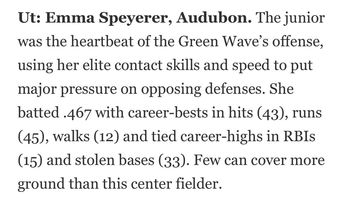 Emma Speyerer 2026 (@emmaspeyerer) on Twitter photo So happy to be named First Team All SJ by the courier!!! <a href="/sb_audubon/">Audubon High School Softball</a> <a href="/DukesGold/">Lady Dukes Gold Gaskill</a> <a href="/UAlbanySB/">UAlbanySB</a> So happy to be named First Team All SJ by the courier!!! <a href="/sb_audubon/">Audubon High School Softball</a> <a href="/DukesGold/">Lady Dukes Gold Gaskill</a> <a href="/UAlbanySB/">UAlbanySB</a>
