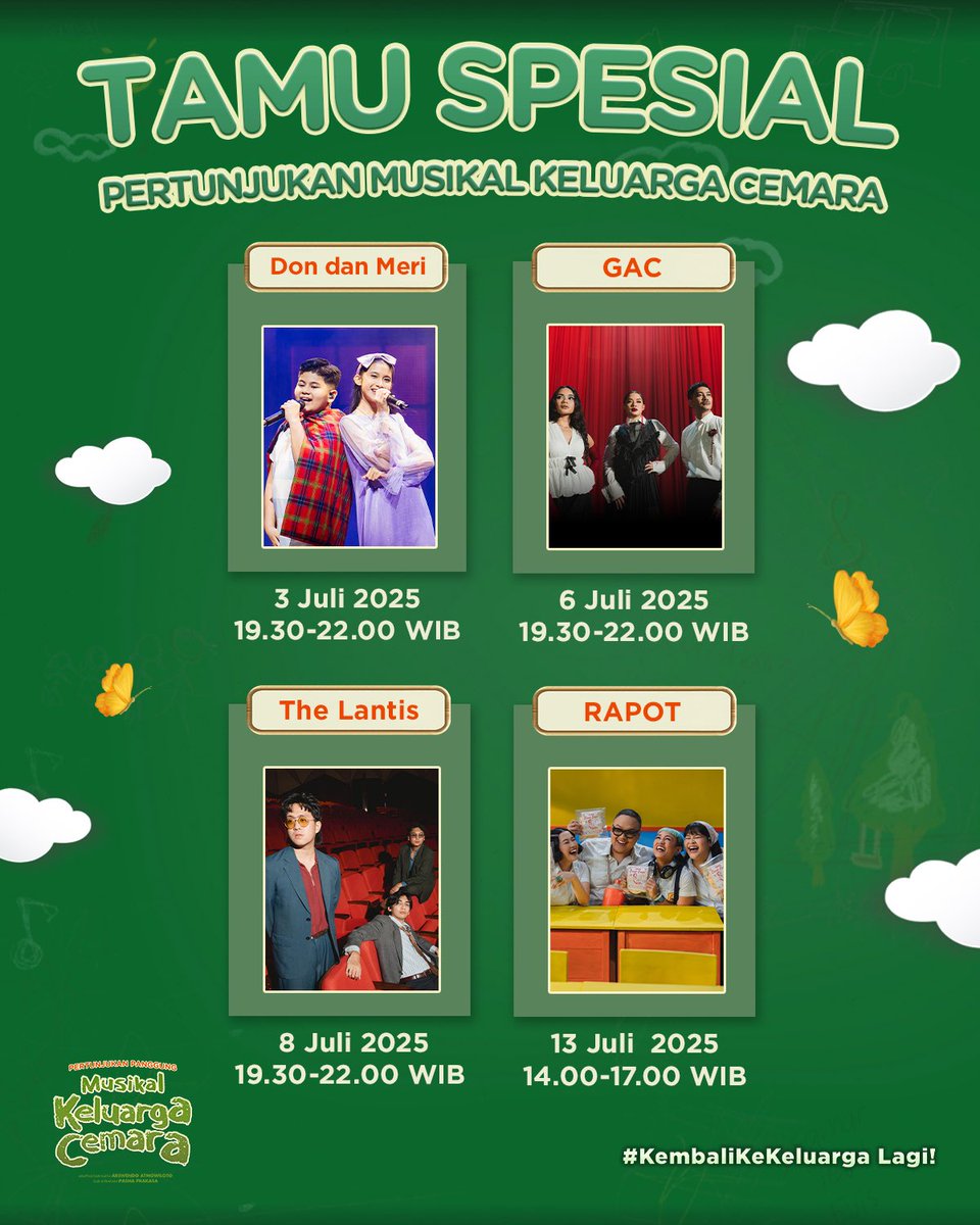 Langsung BELI TIKETNYA SEBELUM KEHABISAN di <a href="/tiket/">tiket.com</a> atau klik link di bio! 🎉

Jangan lewatkan momen spesial ini dan rasakan pengalaman menonton yang berkesan, hangat, dan pastinya nggak akan terlupakan🌲

#MusikalKeluargaCemara
#KembaliKeKeluarga Lagi!