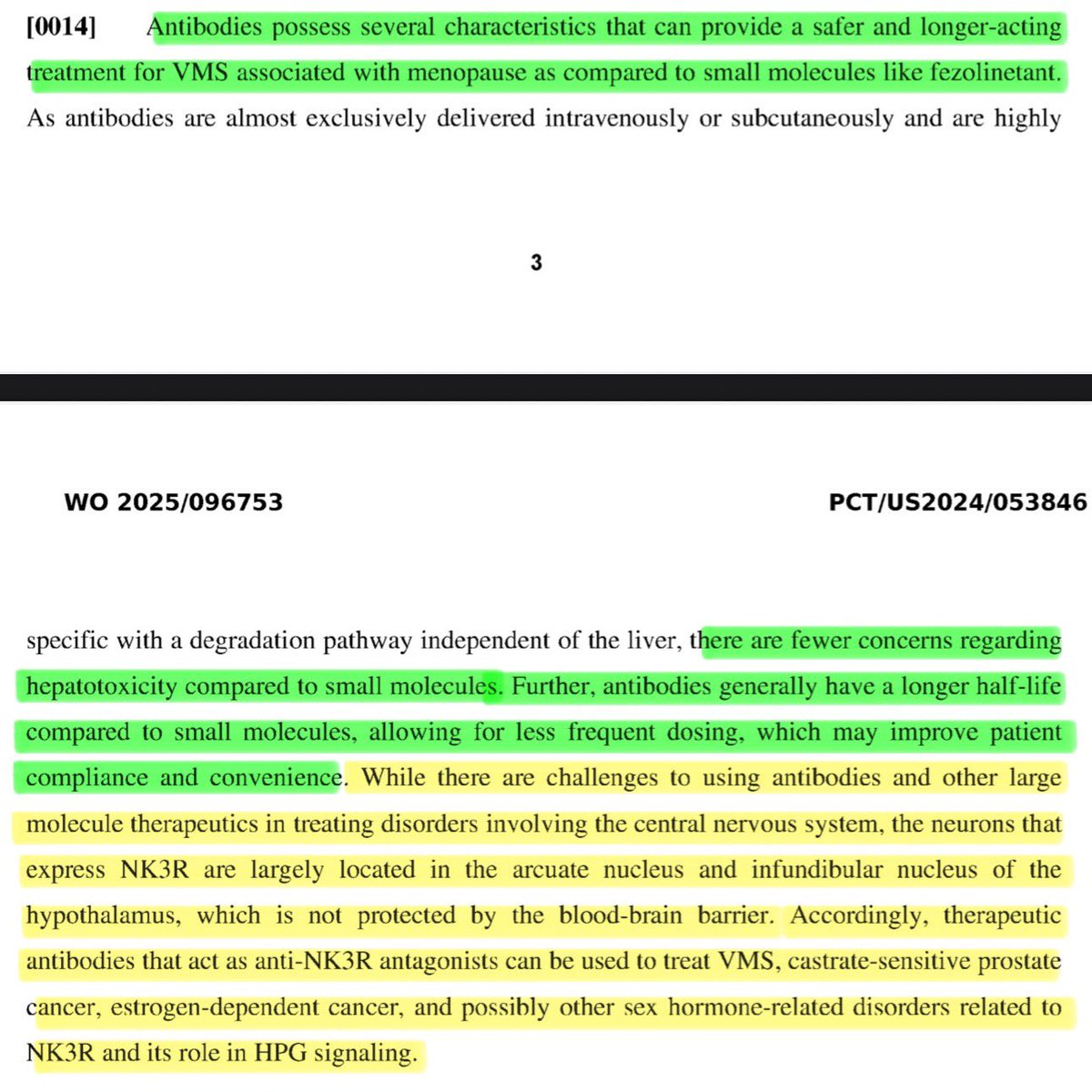 JackPrescottX's tweet image. A couple notes from AbCellera’s ABCL635 patent that discuss the opportunity they see compared to small molecules and hormone replacement therapy: 

Of course, clinical trials will serve to validate AbCellera’s assumptions regarding the competitive edge 635 would provide. 

$ABCL