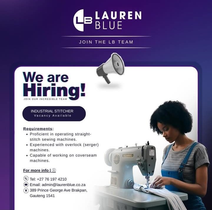 YoungLLion's tweet photo. Industrial Stitcher Vacancy
Lauren Blue - Brakpan, Jhb
#rupert #burgerking #bafana #hungani https://t.co/IpN4TP242Z