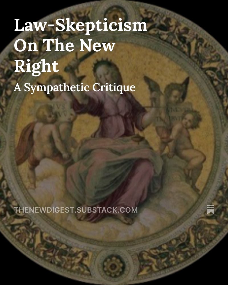 Vermeullarmine's tweet image. The main point isn’t monarchy literally or specifically. The main point is that to oppose the perpetual Revolution, one must establish a genuinely legal order, not merely change the political valence of lawless violence.
I tried to get at the issue here: open.substack.com/pub/thenewdige…