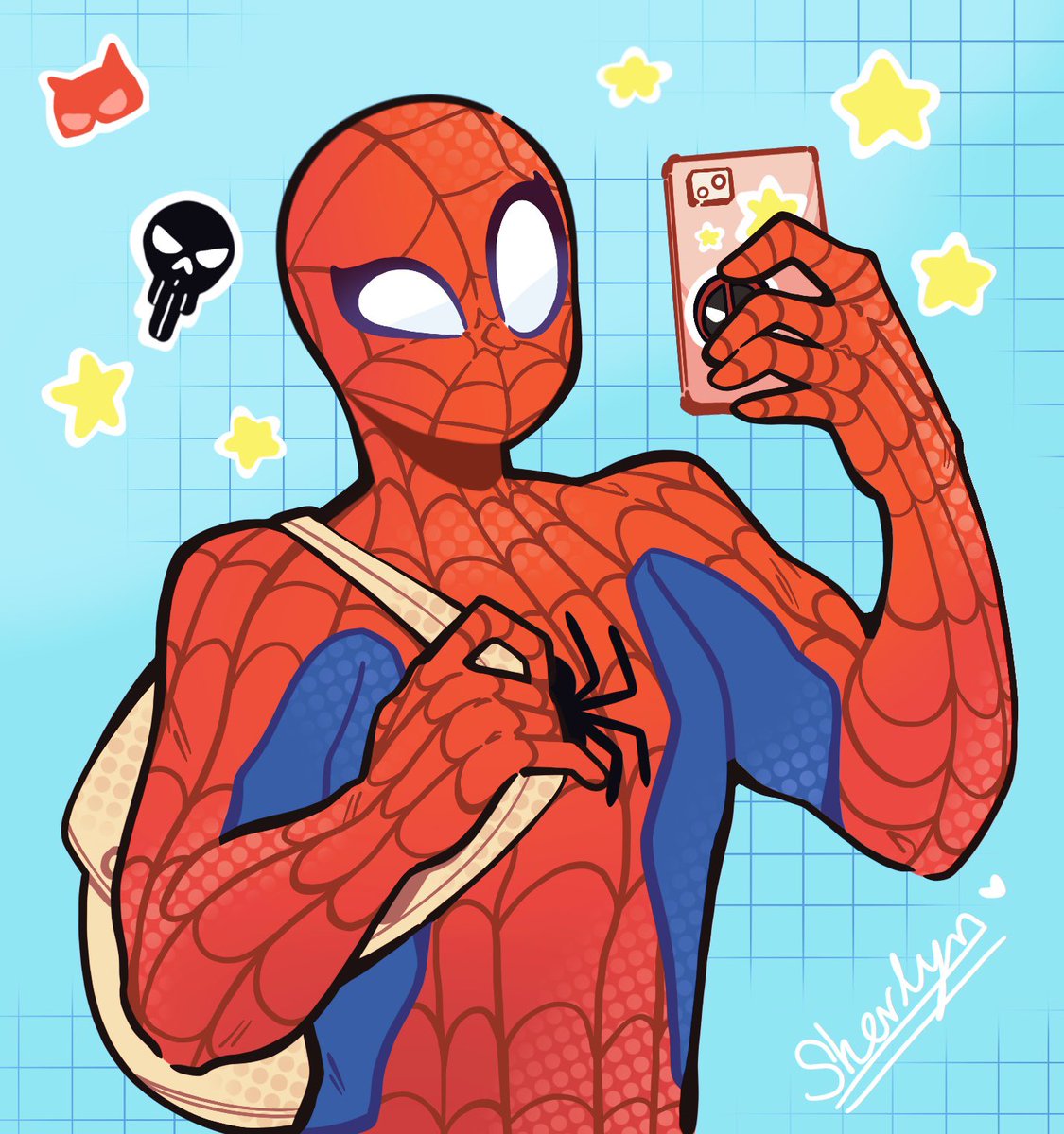 Mokka030's tweet photo. I tried to make the image into a drawing but it didn't come out as expected. From paper to digital, many things changed, but I still tried to leave a bit of the reference image:@capitalspidey  ✨

#digitalart #SpiderMan #Fanarts https://t.co/QjJAcsU3vl