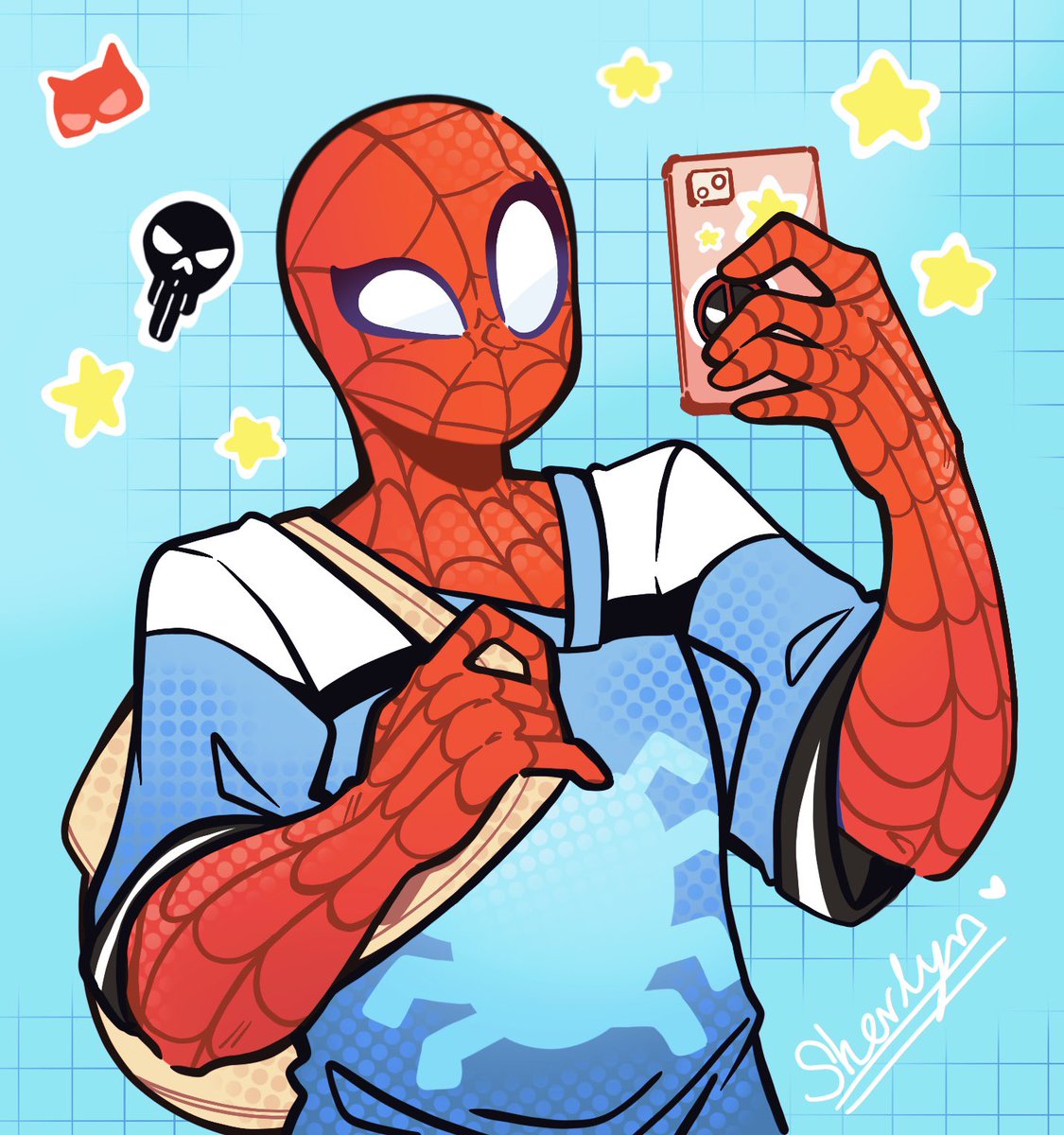 Mokka030's tweet photo. I tried to make the image into a drawing but it didn't come out as expected. From paper to digital, many things changed, but I still tried to leave a bit of the reference image:@capitalspidey  ✨

#digitalart #SpiderMan #Fanarts https://t.co/QjJAcsU3vl