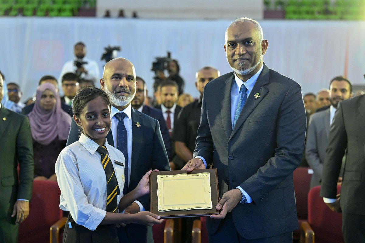 President Dr <a href="/MMuizzu/">Dr Mohamed Muizzu</a> attends the fifth session of the High Achievers' Award 2024 to honour students who achieved the highest results in the 2023 and 2024 secondary and higher secondary examinations.